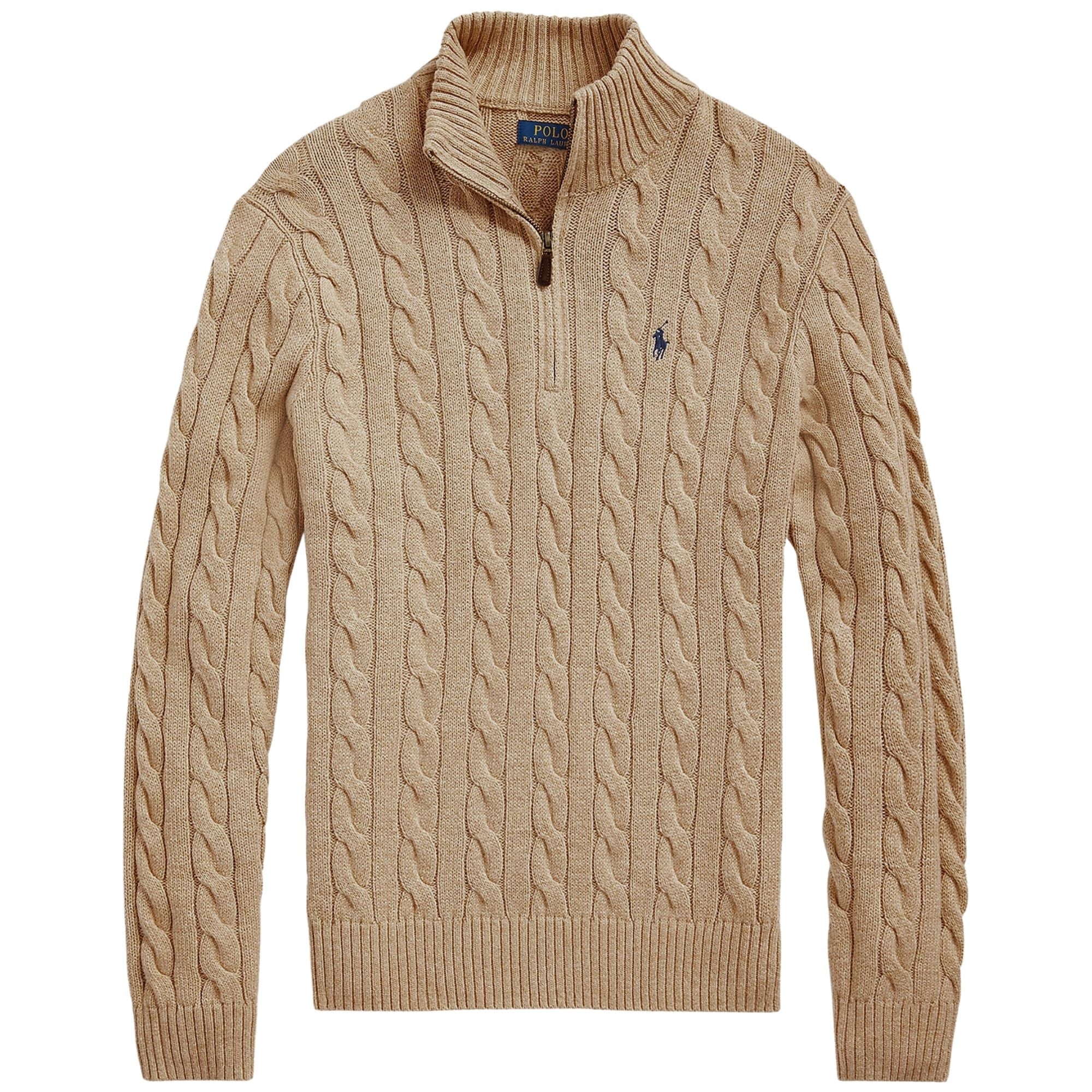 Cable-Knit Quarter-Zip Jumper - Brown
