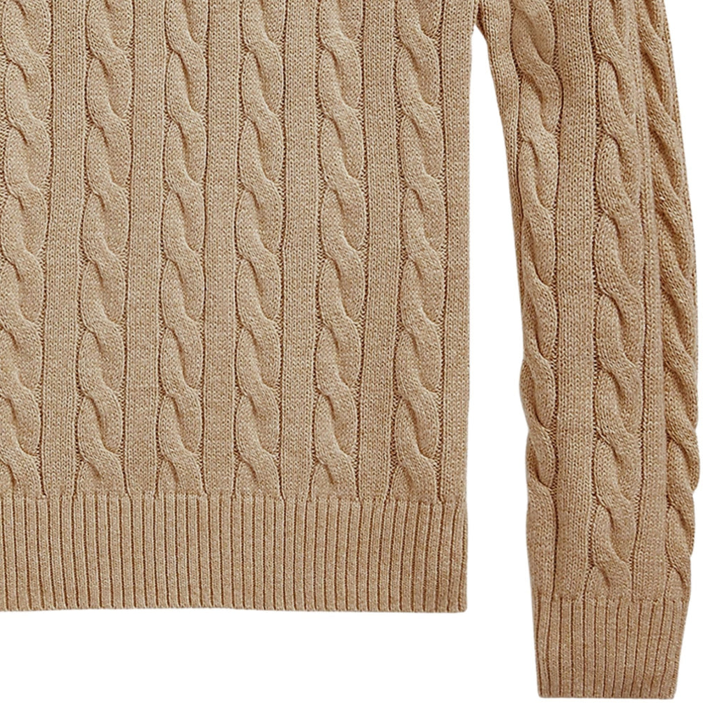 Cable-Knit Quarter-Zip Jumper - Brown