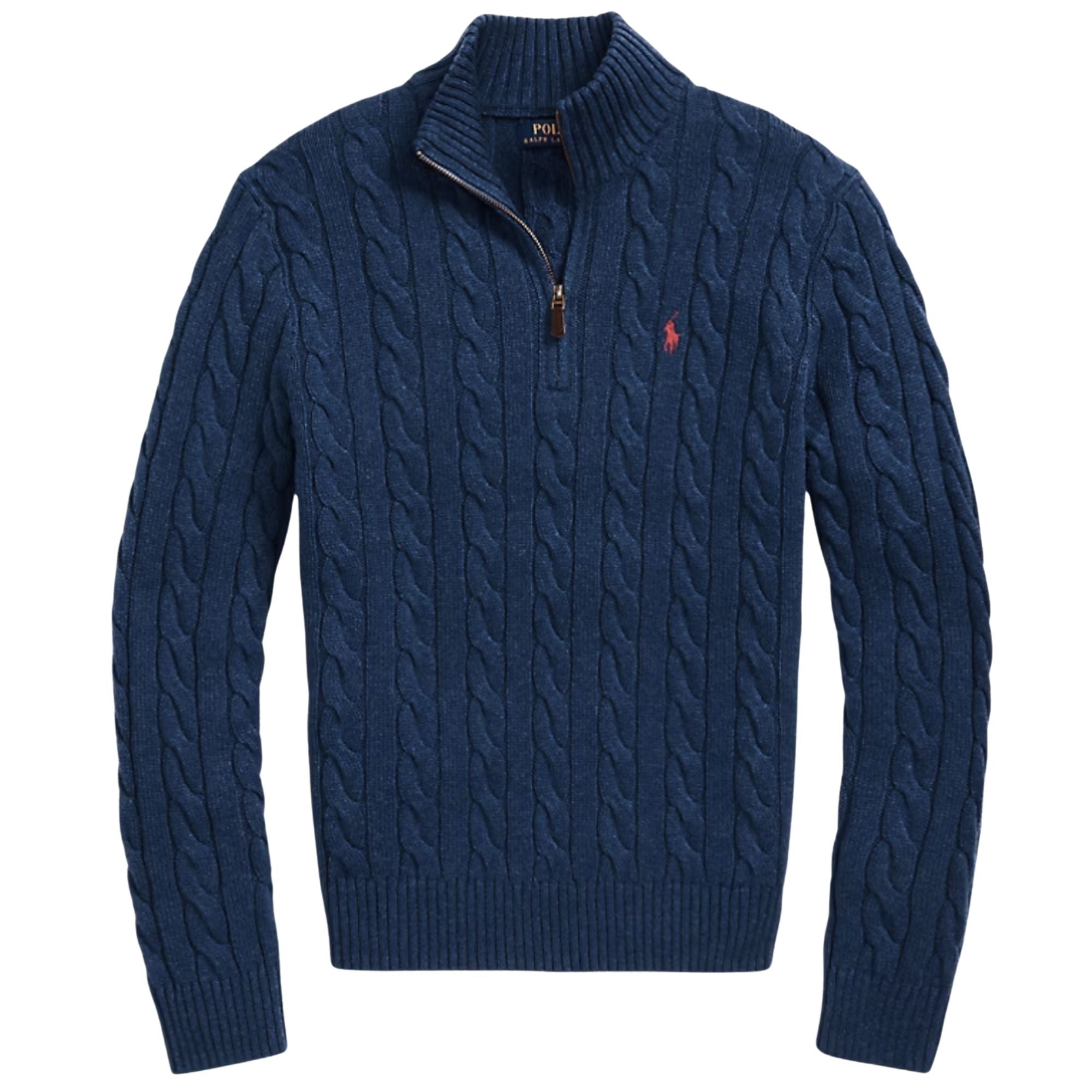Polo Ralph Lauren Cable-Knit Quarter-Zip Jumper - Blue – Stuarts