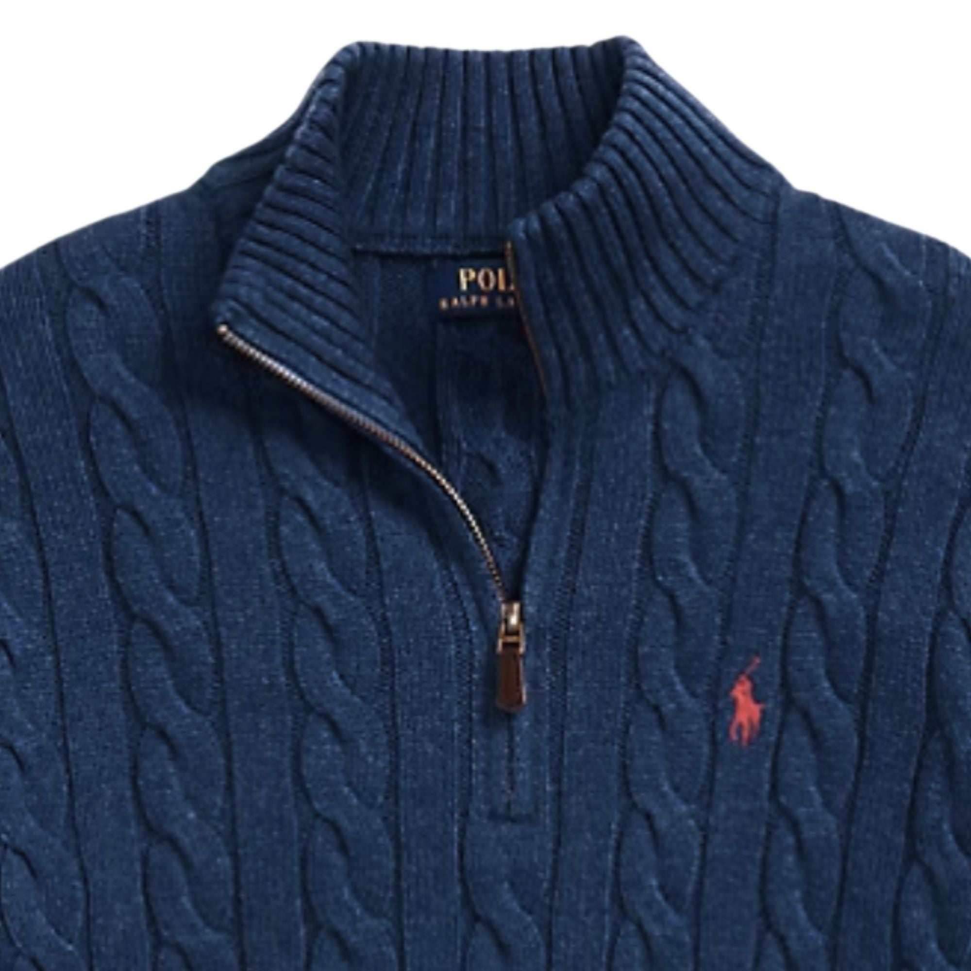 Cable-Knit Quarter-Zip Jumper - Blue