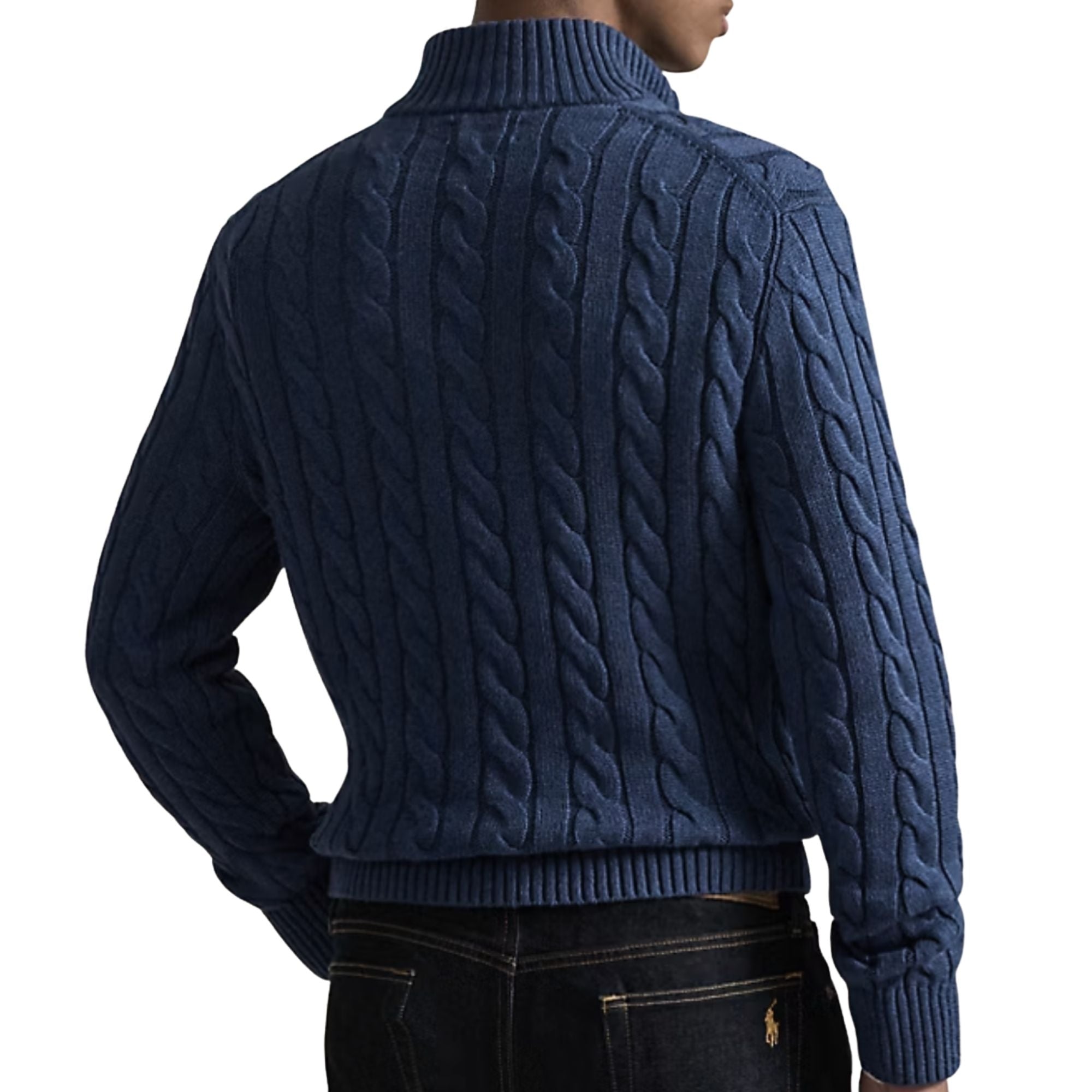 Cable-Knit Quarter-Zip Jumper - Blue
