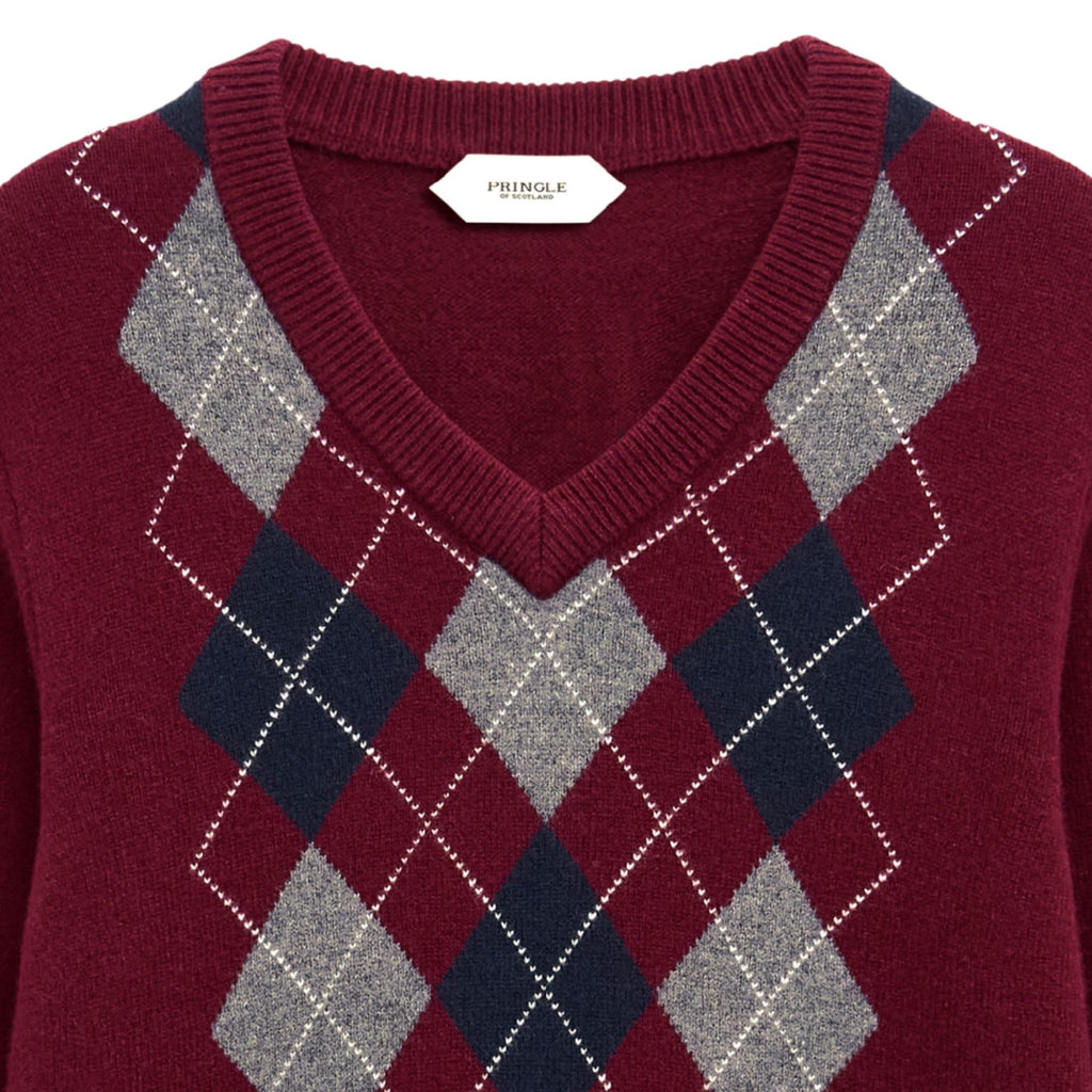 Argyle Jumper - Burgundy