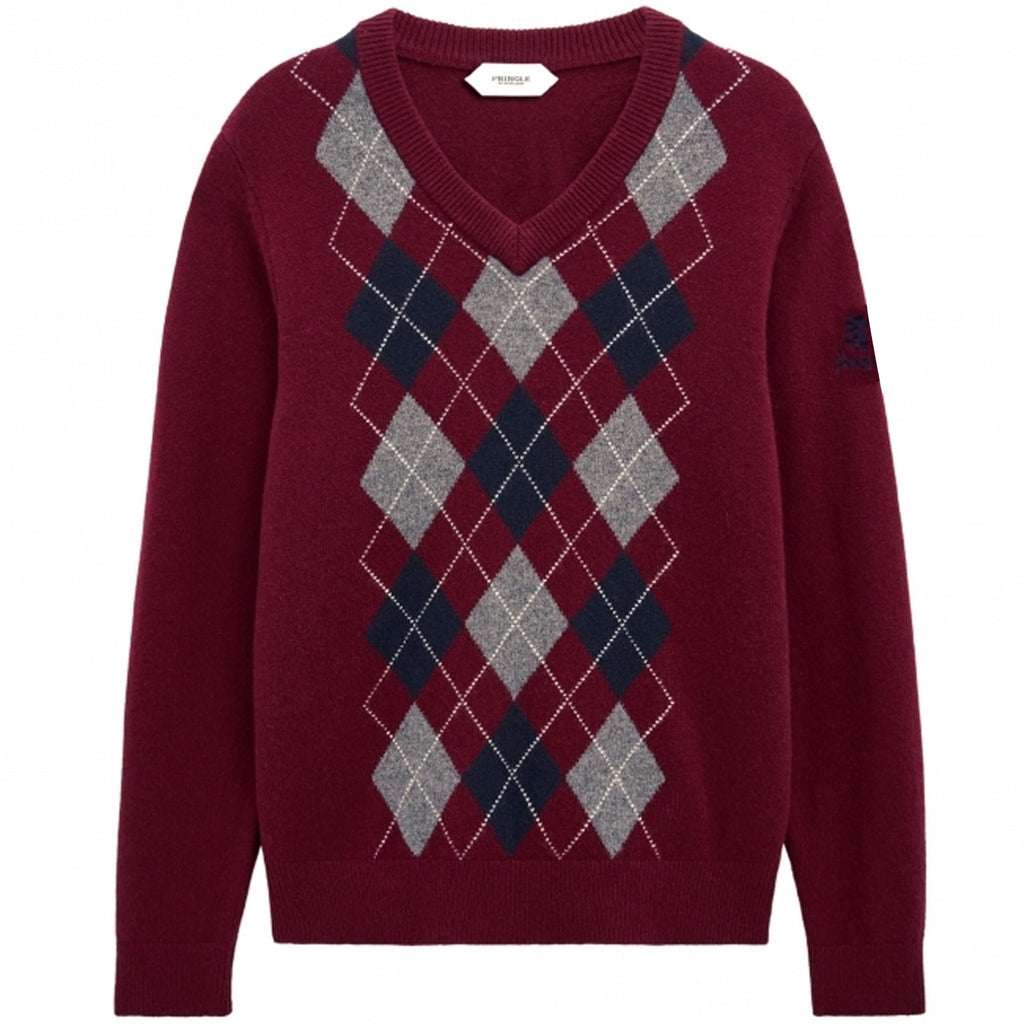 Argyle Jumper - Burgundy