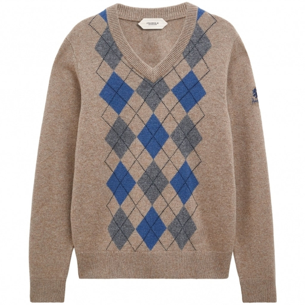 Argyle Jumper - Mushroom