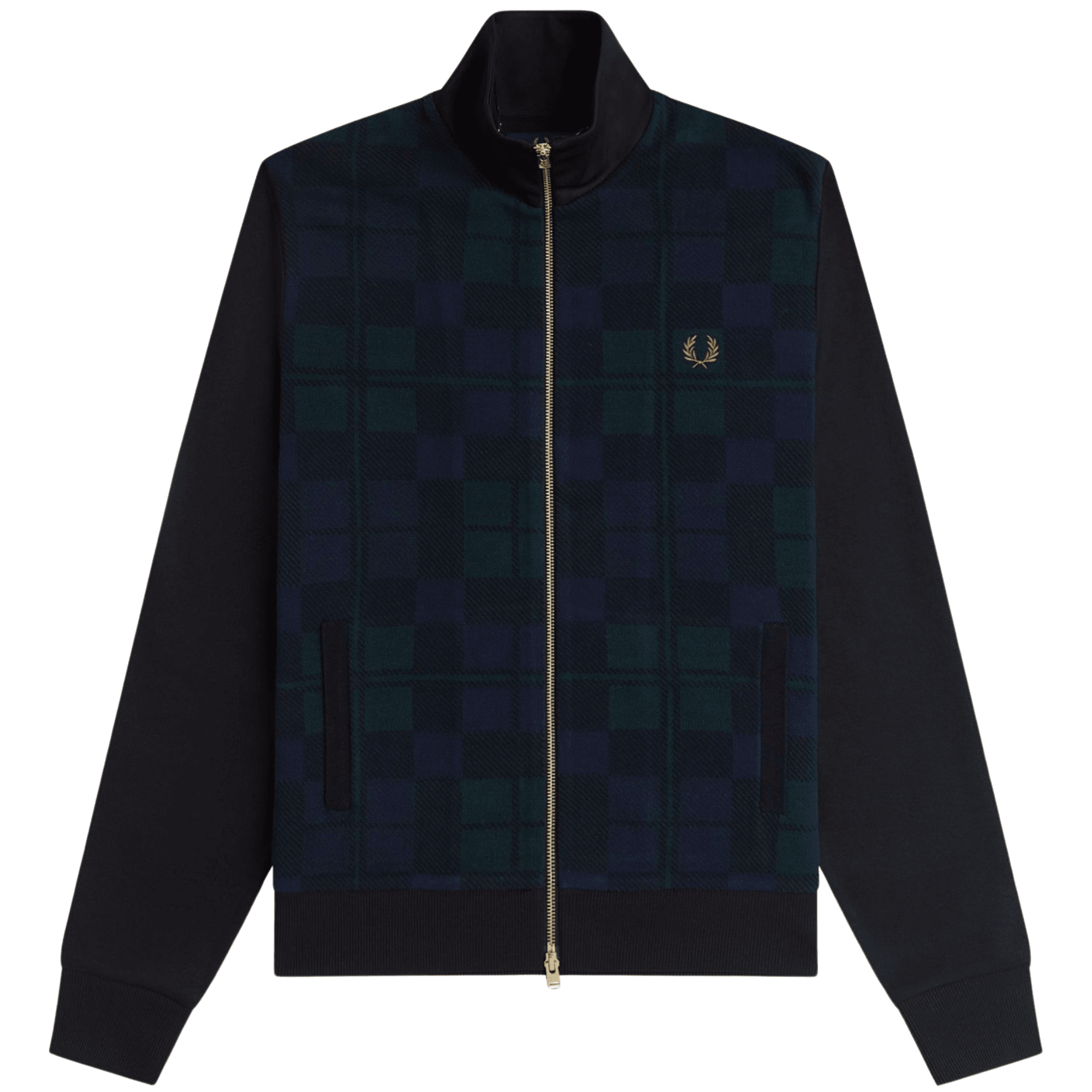 Knitted Front Track Jacket - Black