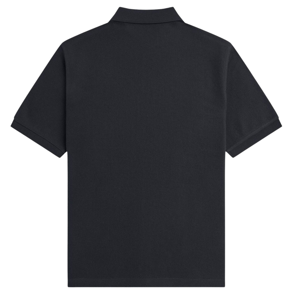 Panelled Button Through Polo Shirt - Black