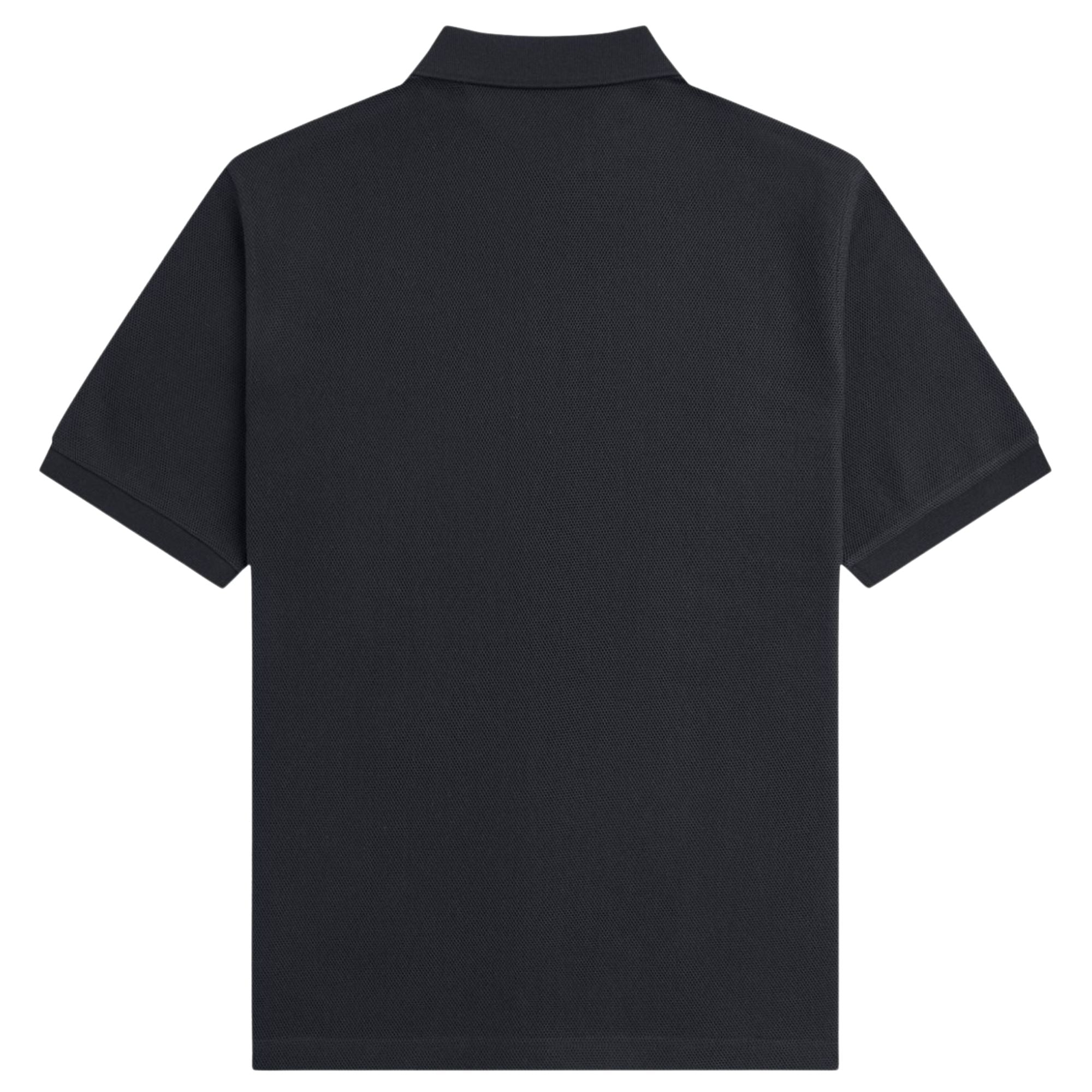 Panelled Button Through Polo Shirt - Black