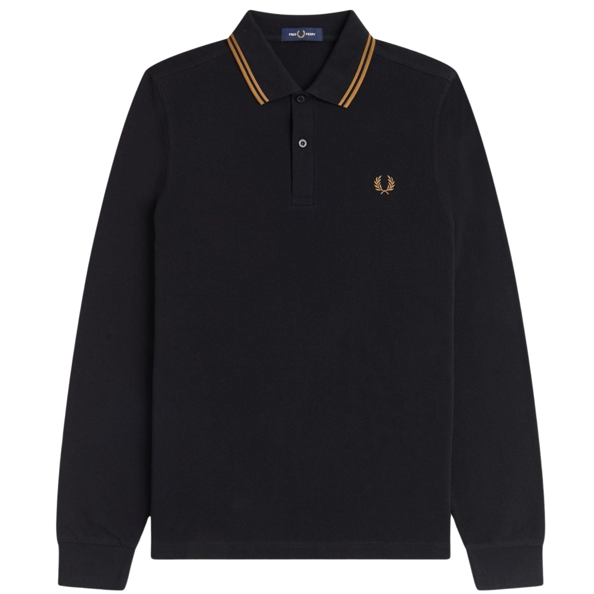 トップス FRED PERRY/Twin Tipped Ribbed Polo Shirt Fred Perry M3636 Long Sleeve Twin Tipped Polo Shirt - Black