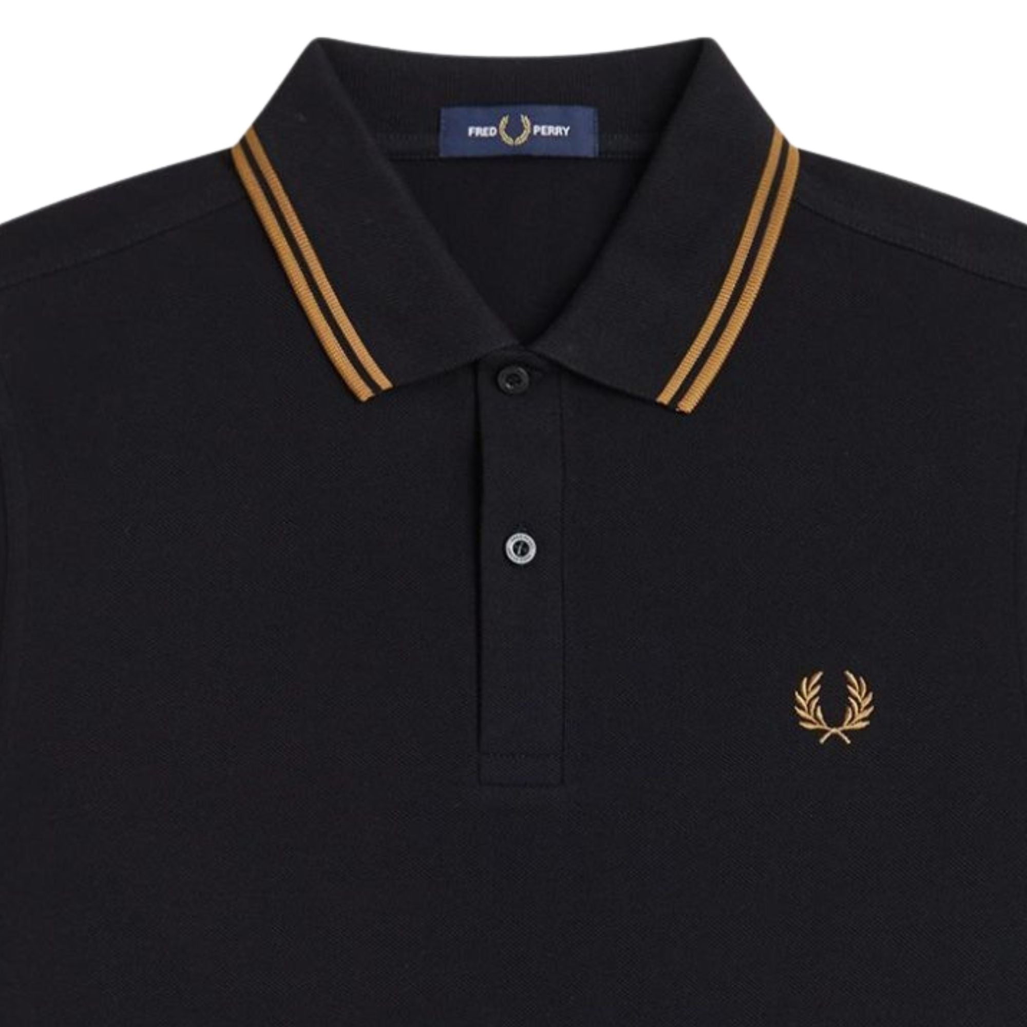 トップス FRED PERRY Twin Tipped Ribbed Polo Shirt Fred Perry M3636 Long Sleeve Twin Tipped Polo Shirt - Black