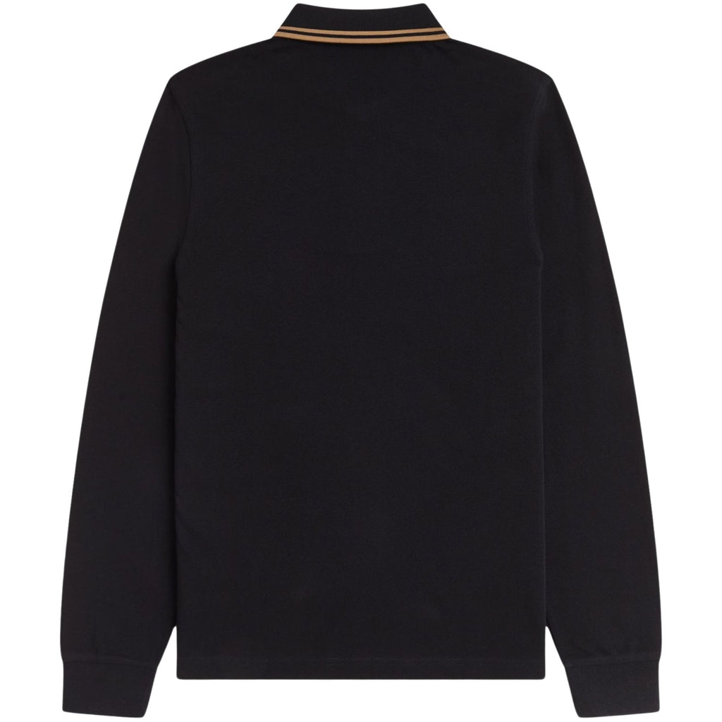 Long Sleeve Twin Tipped Polo Shirt - Black