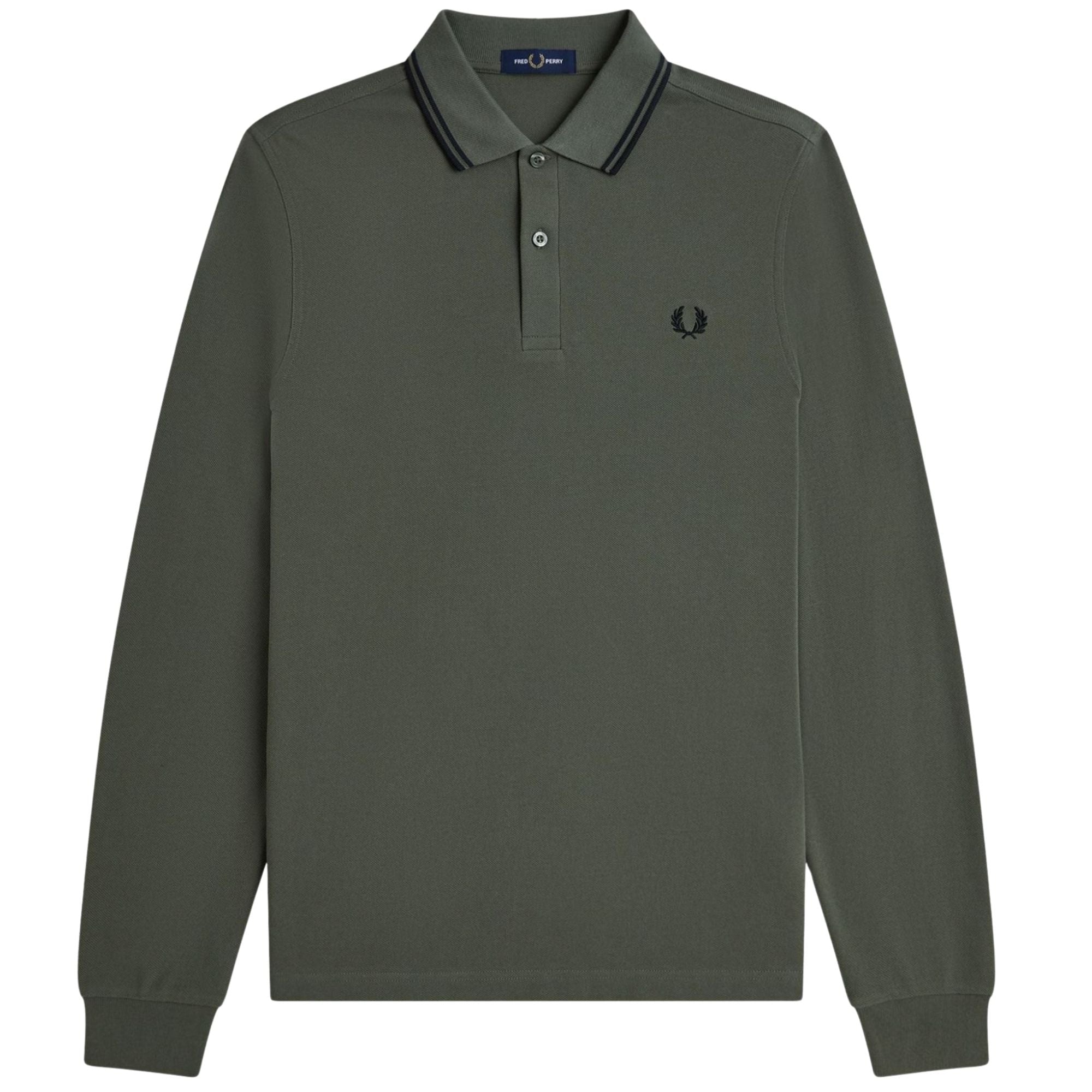 Fred Perry M3636 Long Sleeve Twin Tipped Polo Shirt - Green