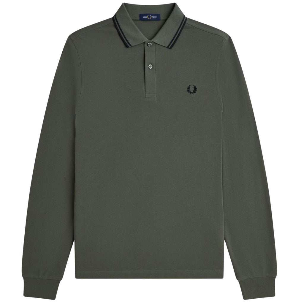 Long Sleeve Twin Tipped Polo Shirt - Green