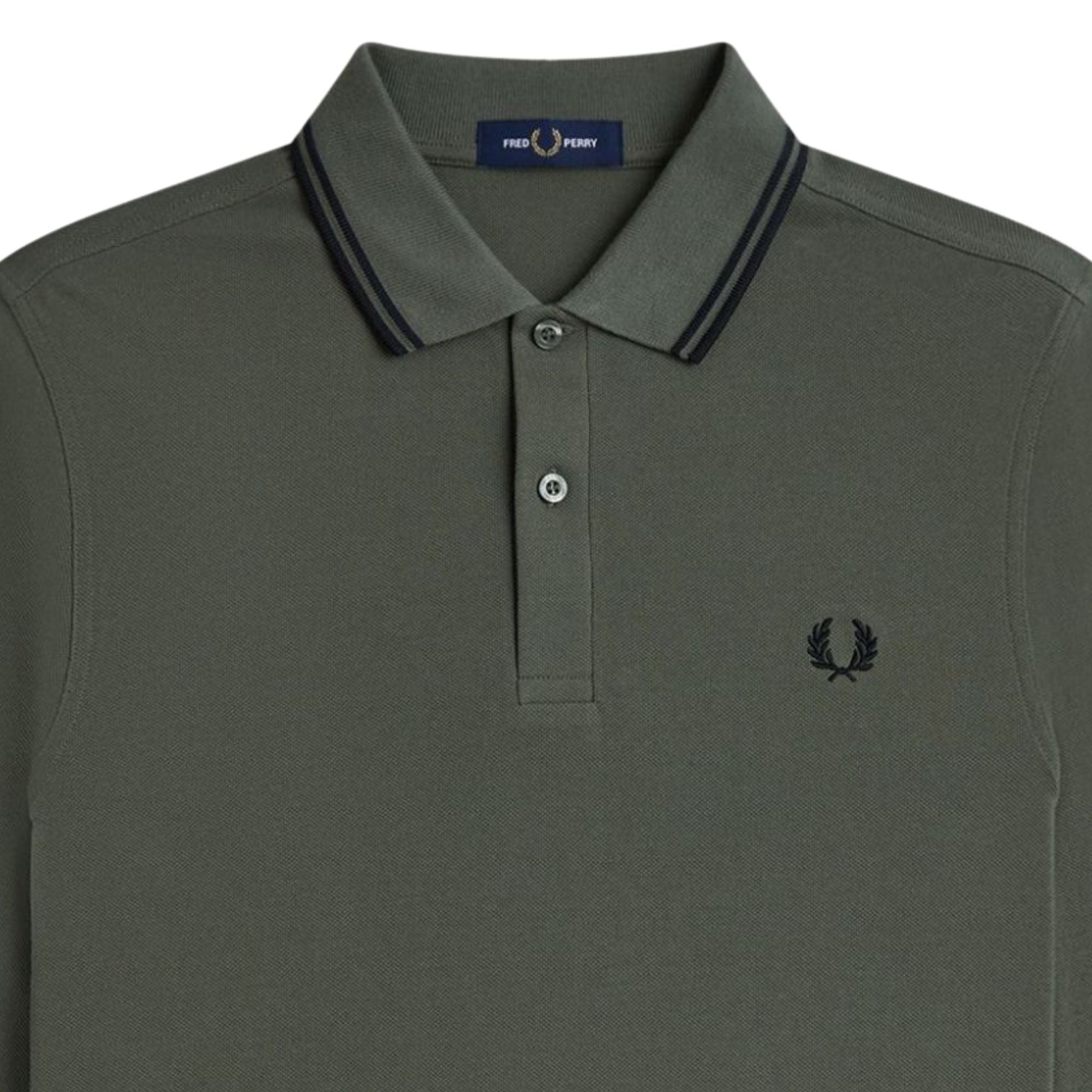 Long Sleeve Twin Tipped Polo Shirt - Green