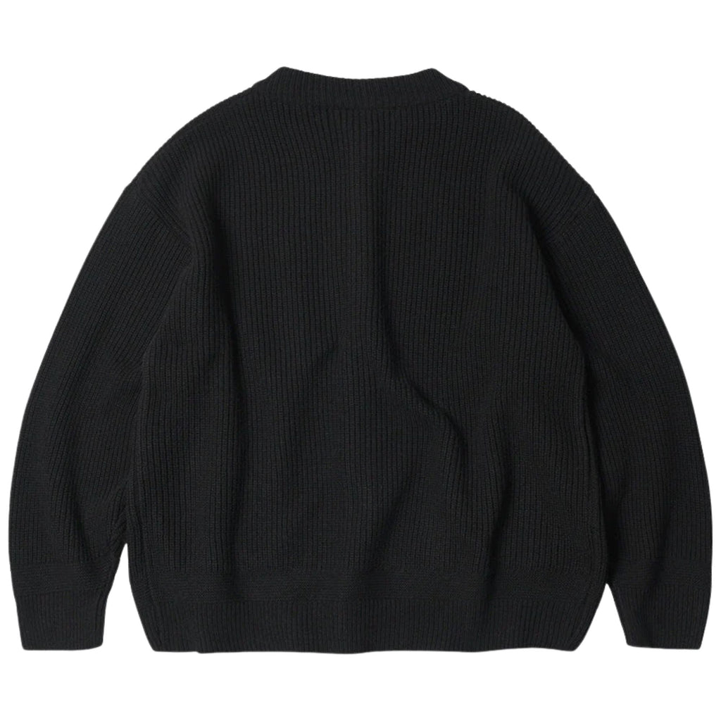Heavy Wool Round Cardigan - Black