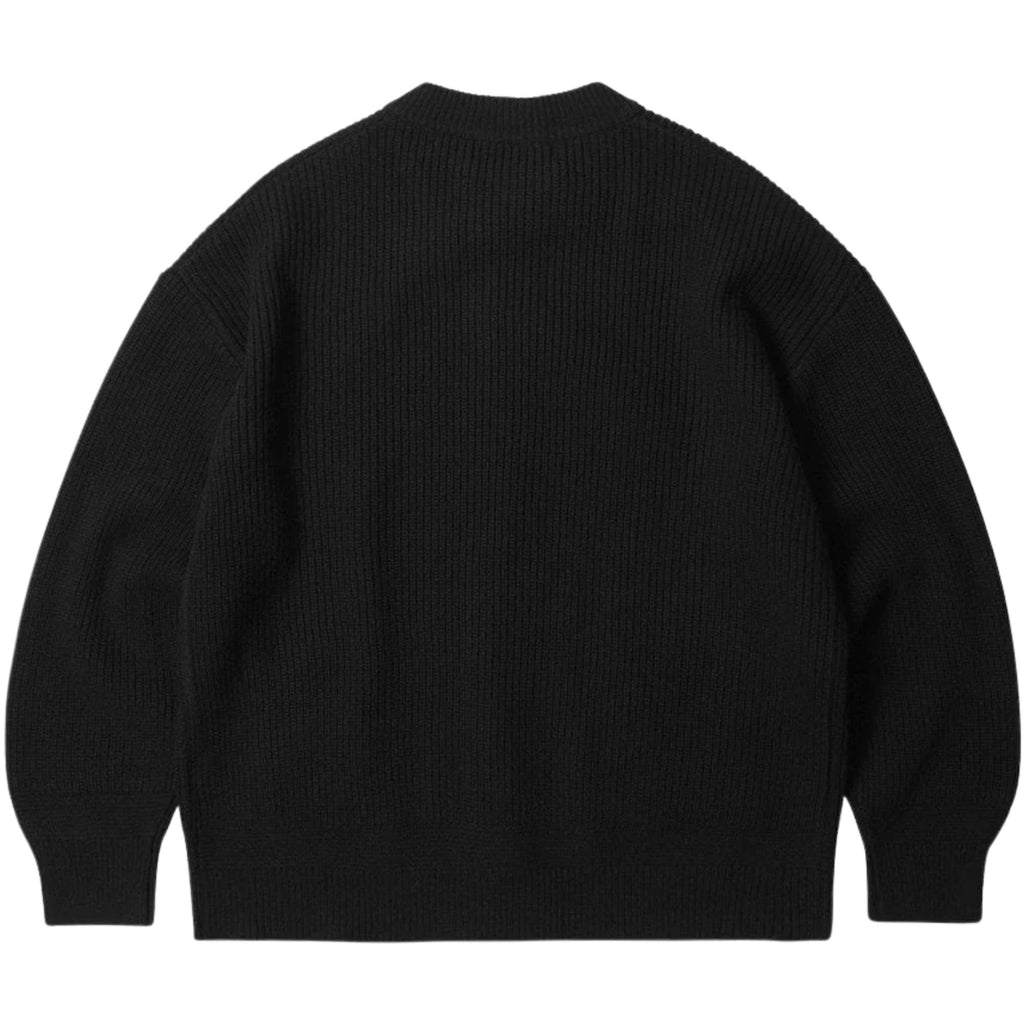 Wool Deck Zip Up Cardigan - Black