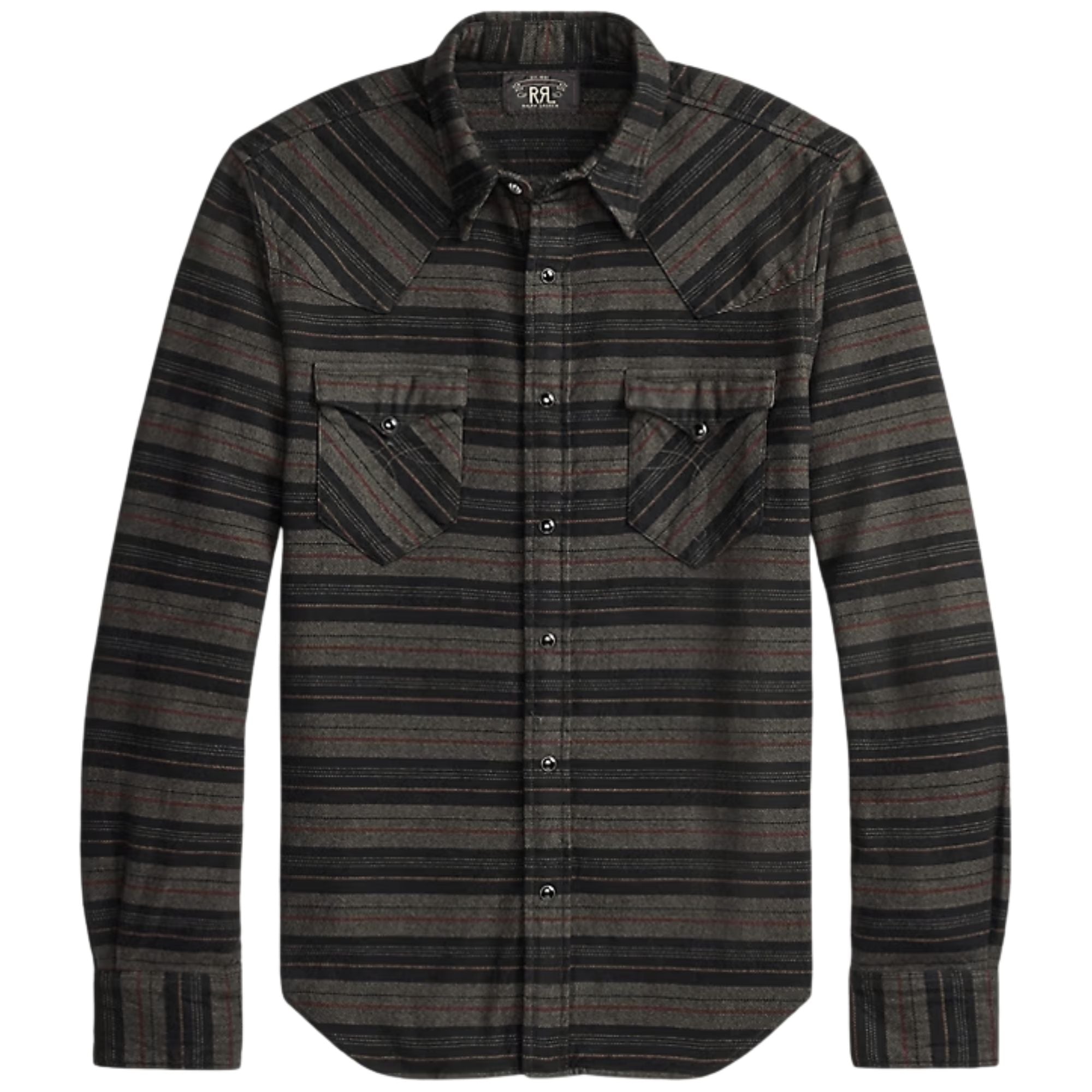 Slim Fit Plaid Twill Western Shirt - Navy