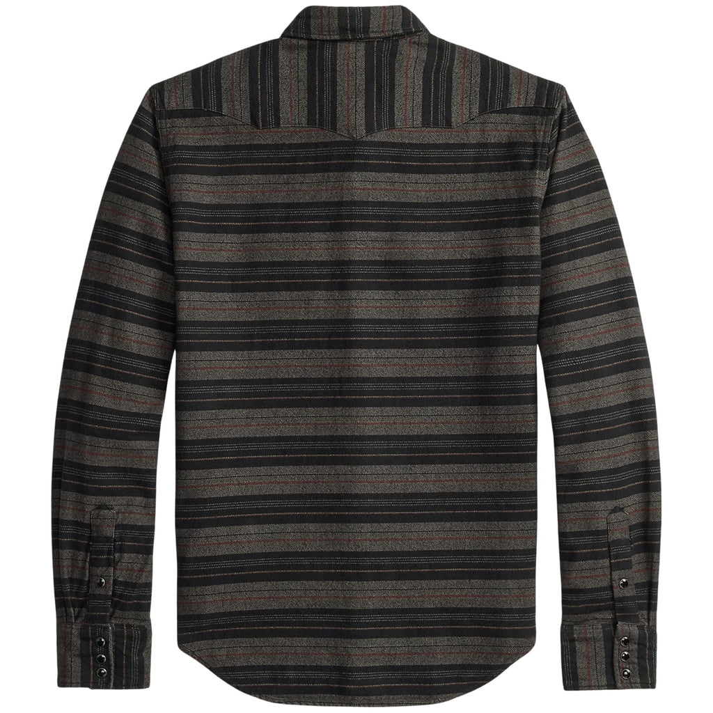 Slim Fit Plaid Twill Western Shirt - Navy