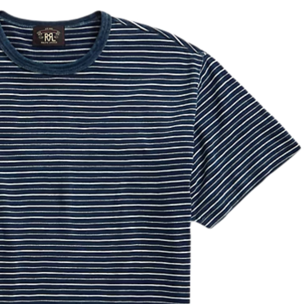 Indigo Striped Jacquard T-Shirt - Indigo Blue