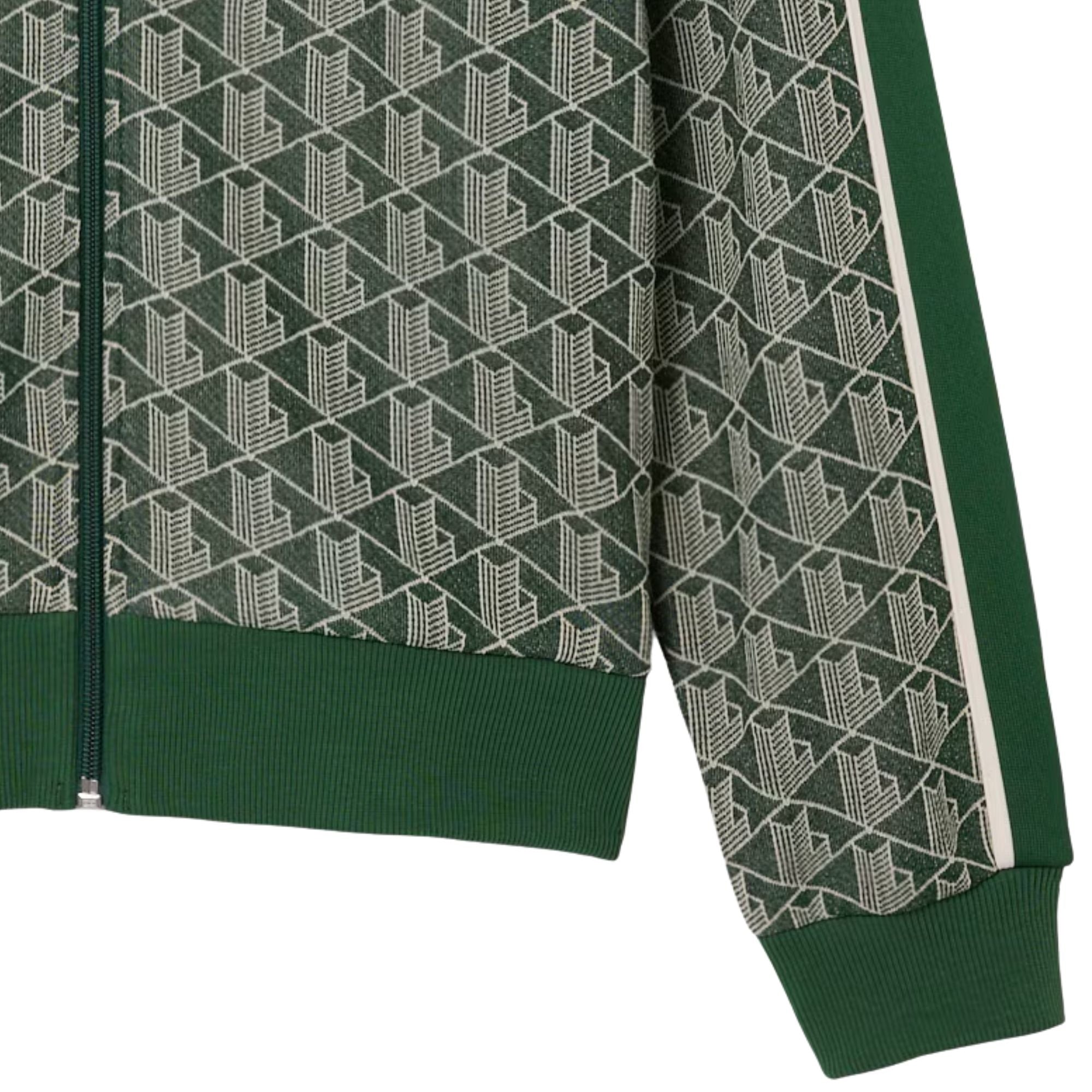 Paris Zip-Up Jacquard Track Jacket - Green