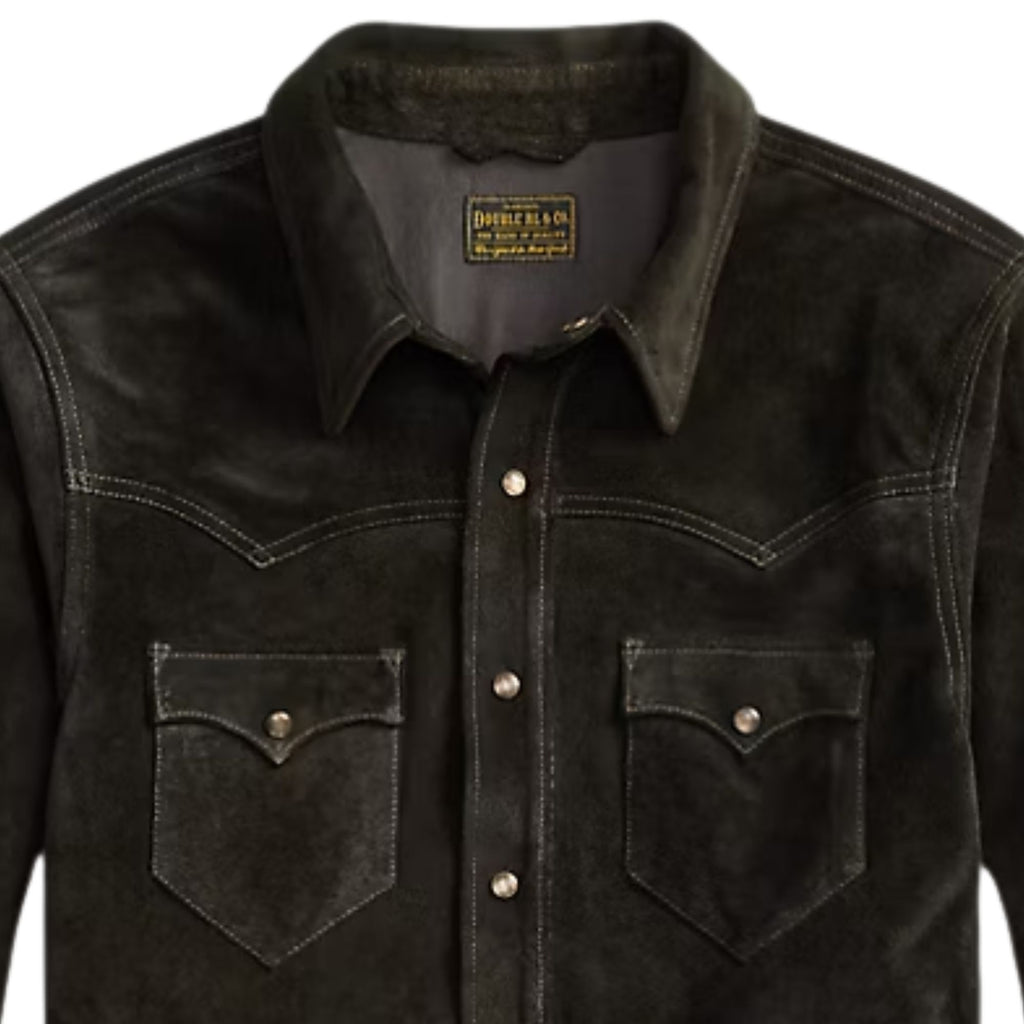 Suede Western Shirt Jacket - Black