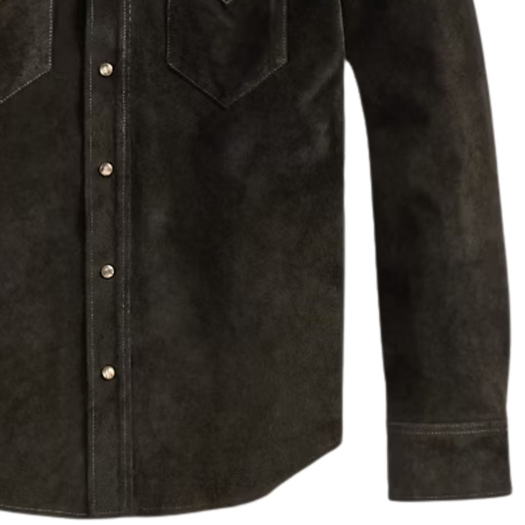 Suede Western Shirt Jacket - Black