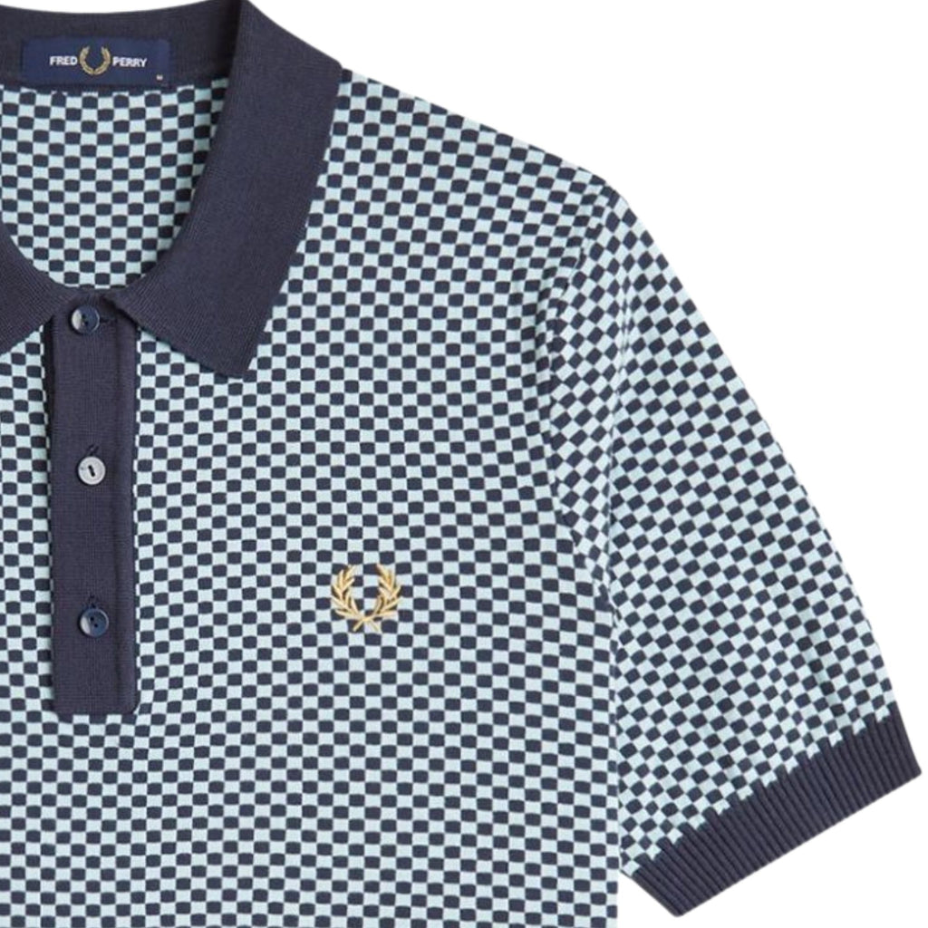 Chequerboard Knitted Shirt - Dark Airforce