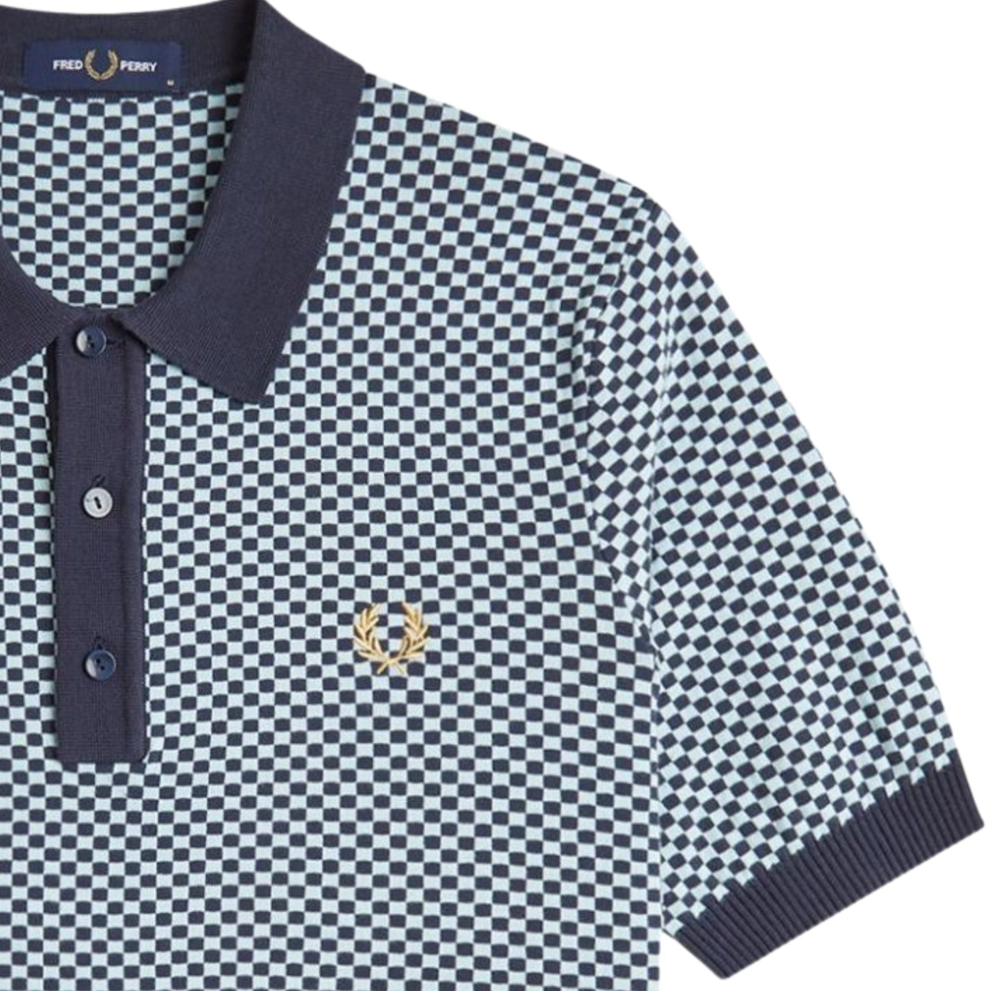 Chequerboard Knitted Shirt - Dark Airforce