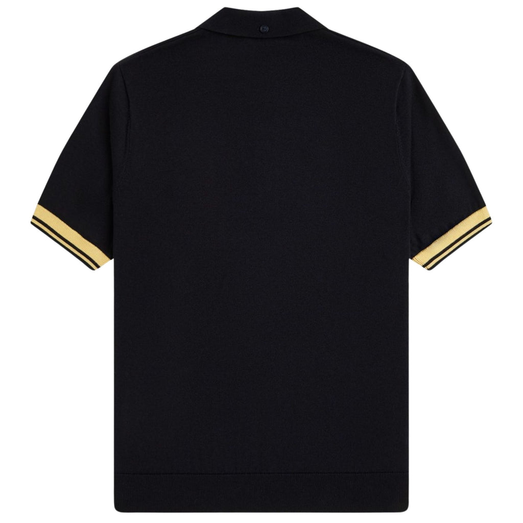 Contrast Cuff Knitted Shirt - Black/Champ