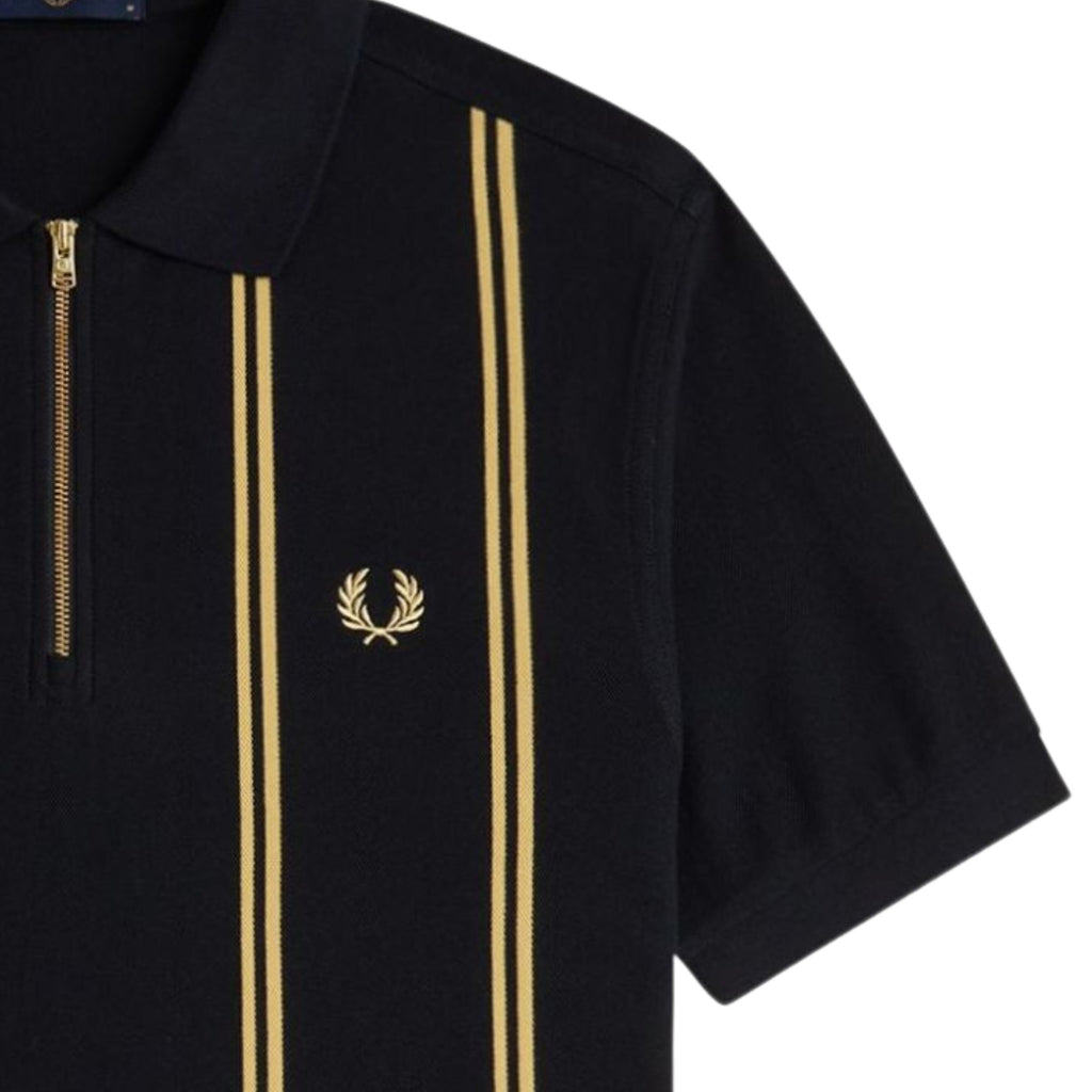 Vertical Stripe Polo Shirt - Black/Champ