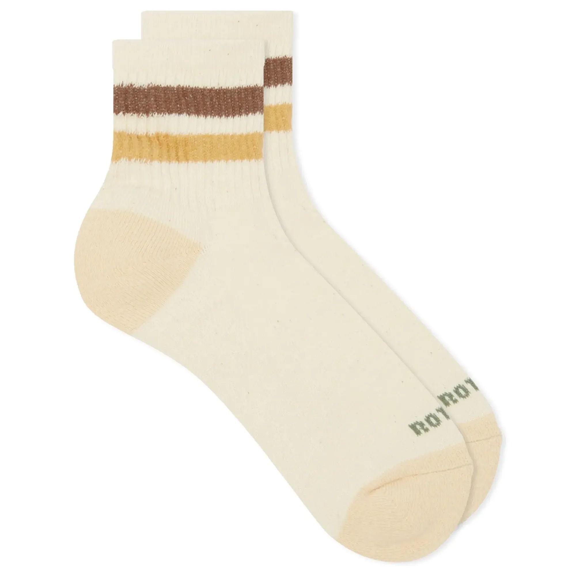 Retro Athletic Ankle Socks - Brown/Khaki