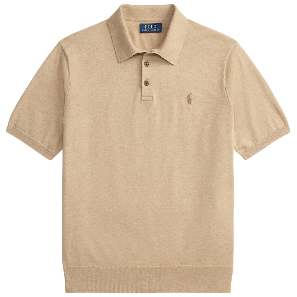 Short Sleeve Knitted Polo - Brown