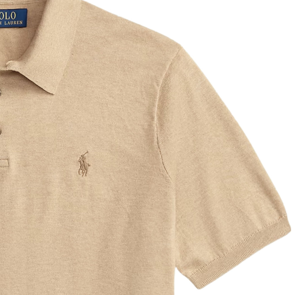 Short Sleeve Knitted Polo - Brown
