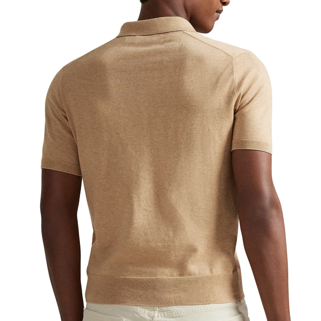 Short Sleeve Knitted Polo - Brown
