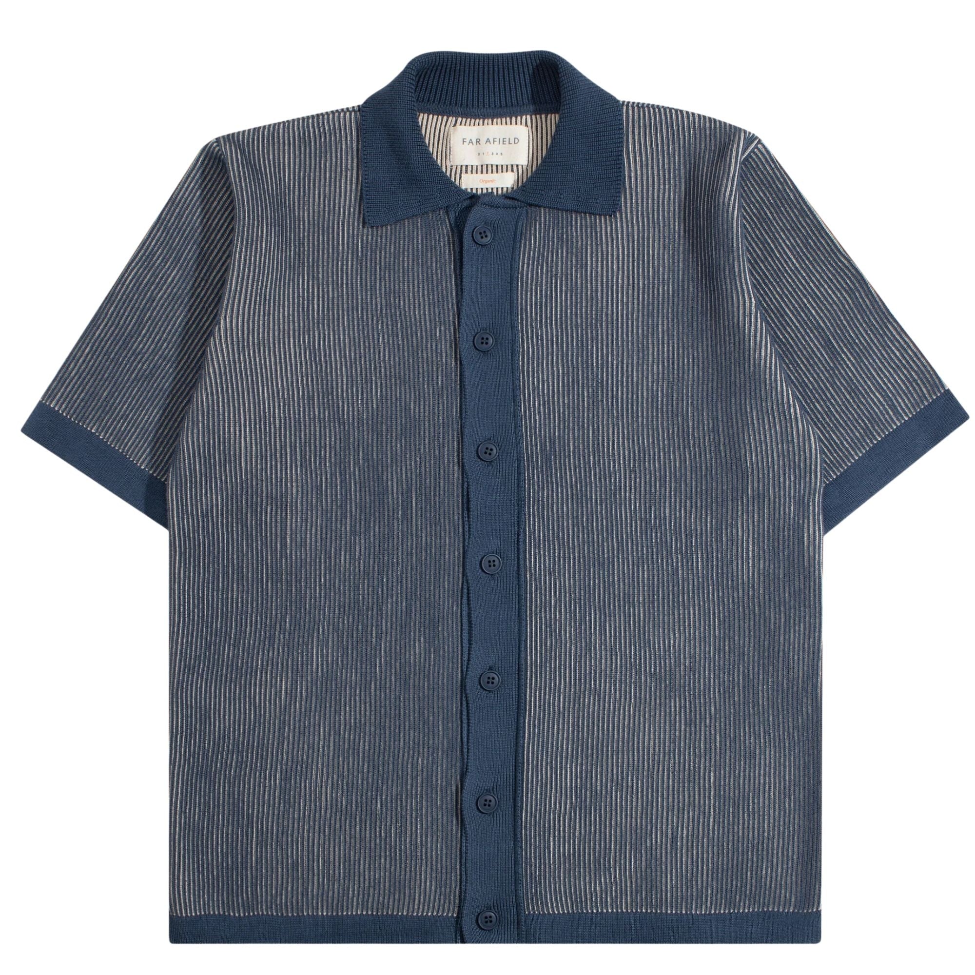 Velzy Helio Stripe Knit Shirt - Blue/Sand