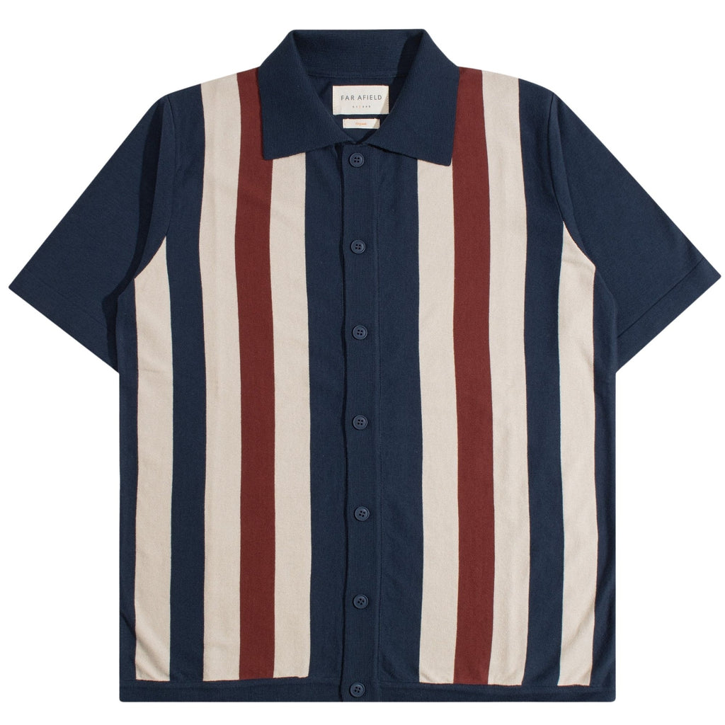 Velzy Simple Stripe Knit Shirt - Navy