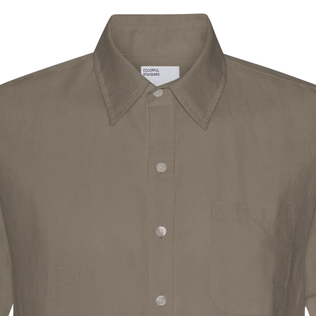 Linen Short Sleeve Shirt - Dusty Olive