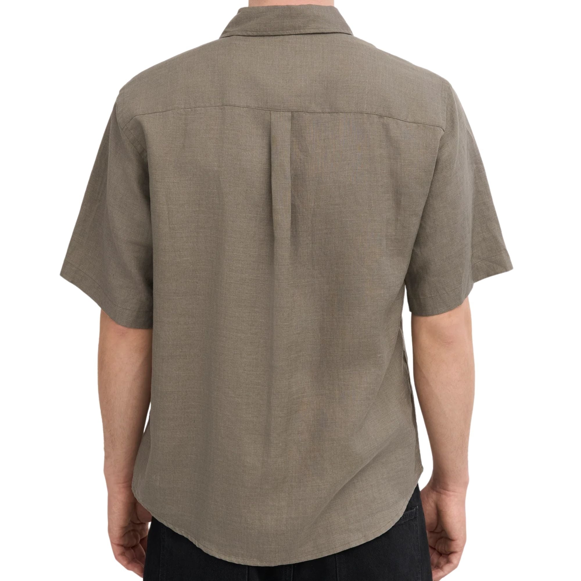 Linen Short Sleeve Shirt - Dusty Olive