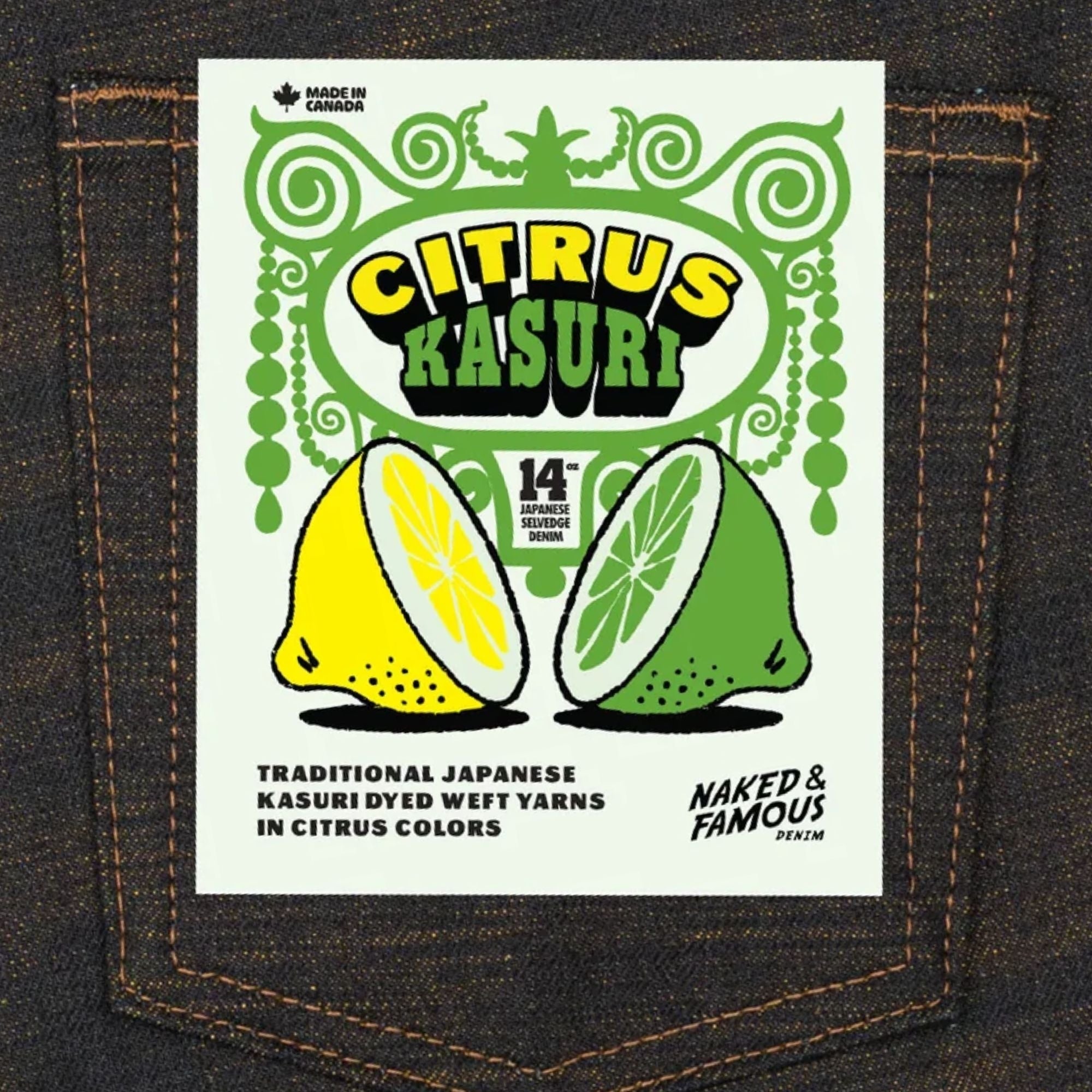 Naked and Famous Denim Weird Guy Citrus Kasuri Selvedge - Indigo