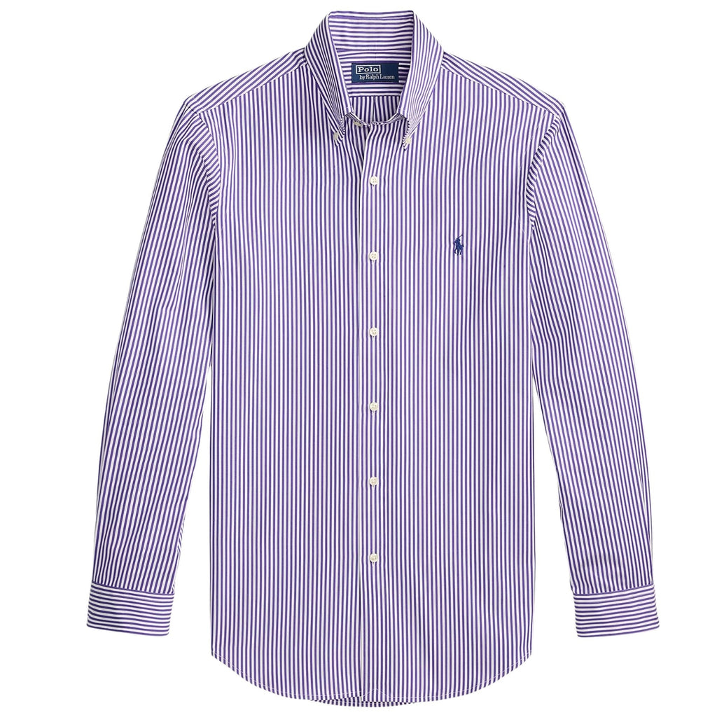 Custom Fit Striped Poplin Shirt - Purple