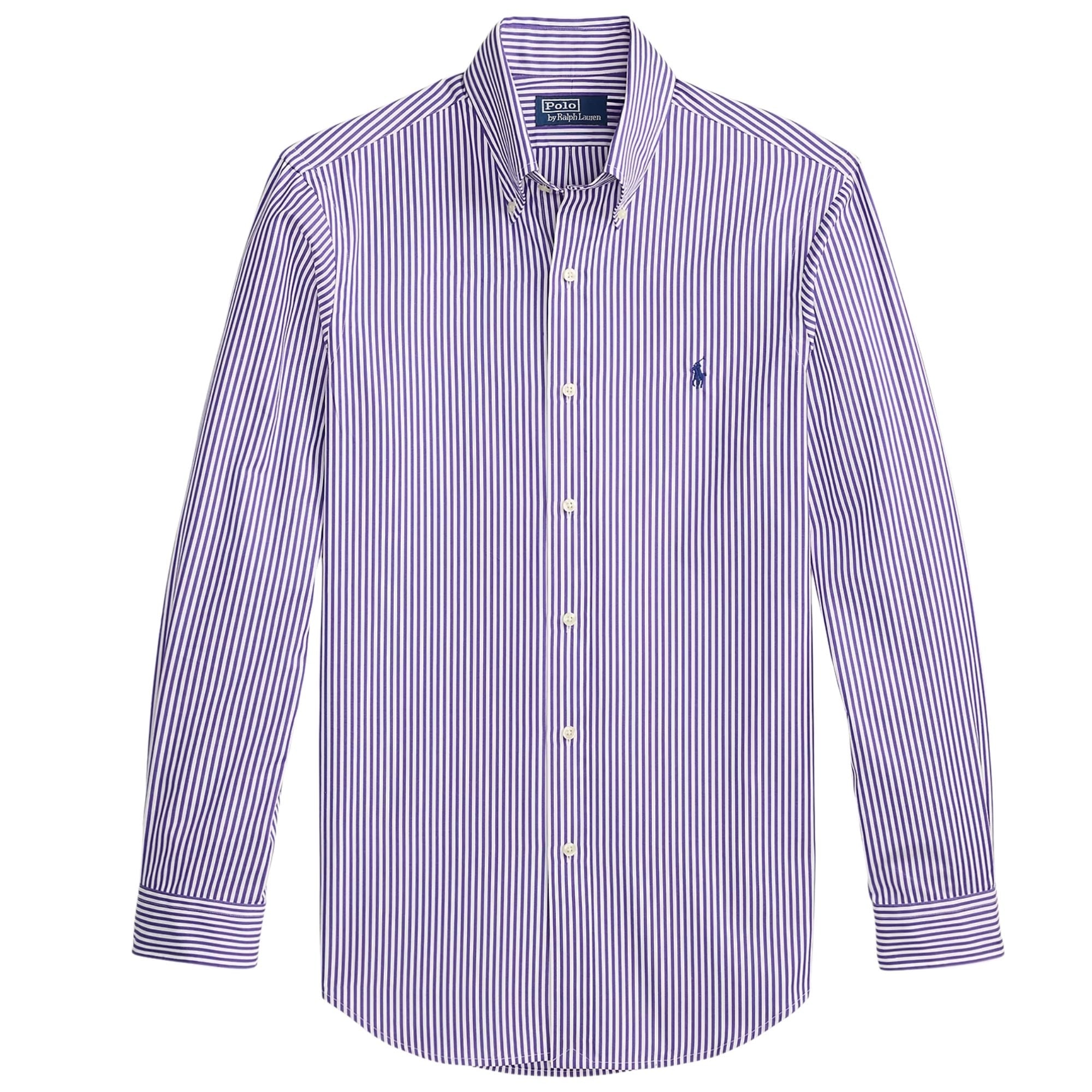 Custom Fit Striped Poplin Shirt - Purple