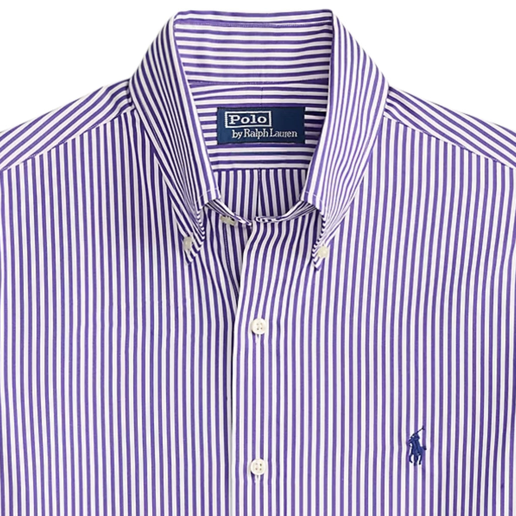 Custom Fit Striped Poplin Shirt - Purple