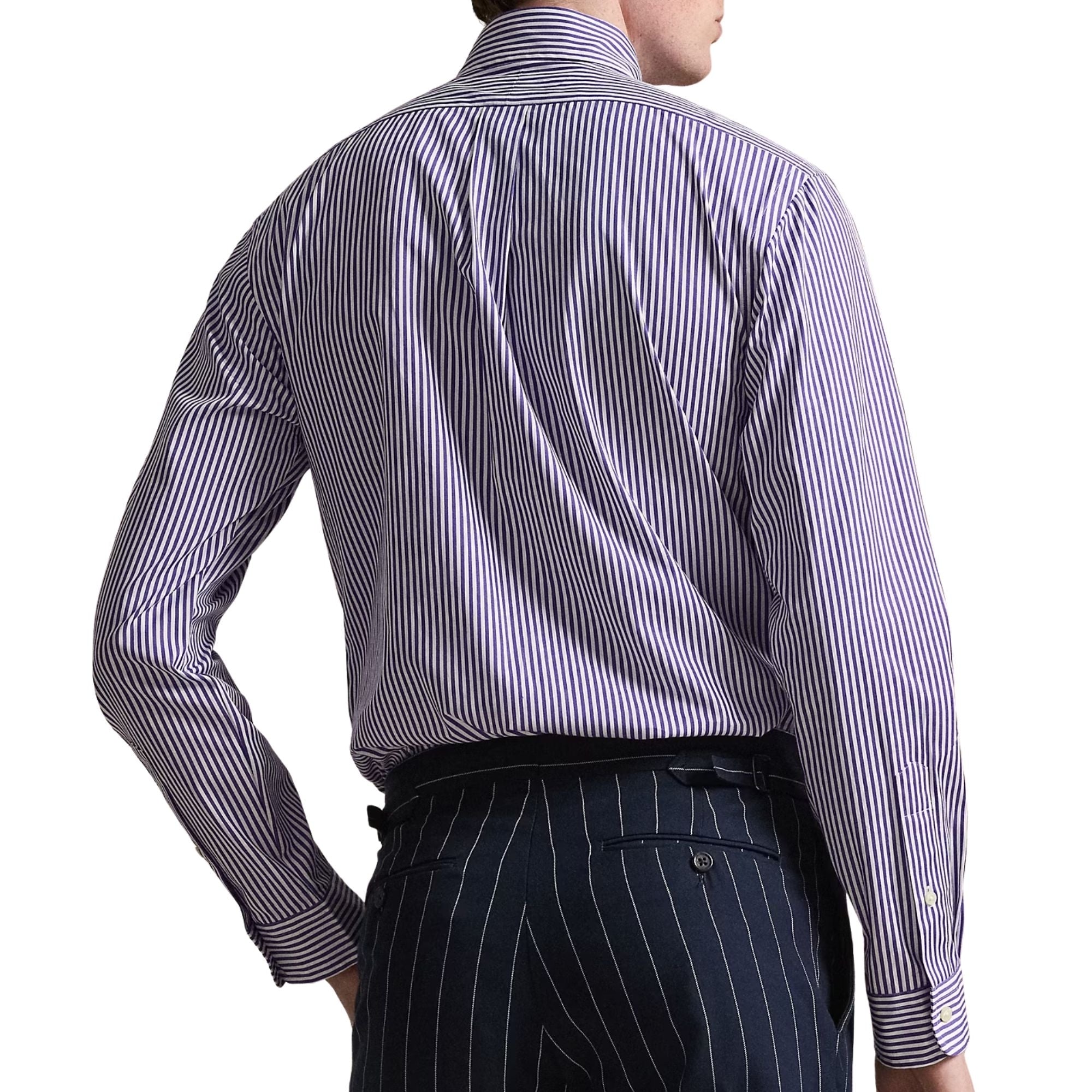 Custom Fit Striped Poplin Shirt - Purple