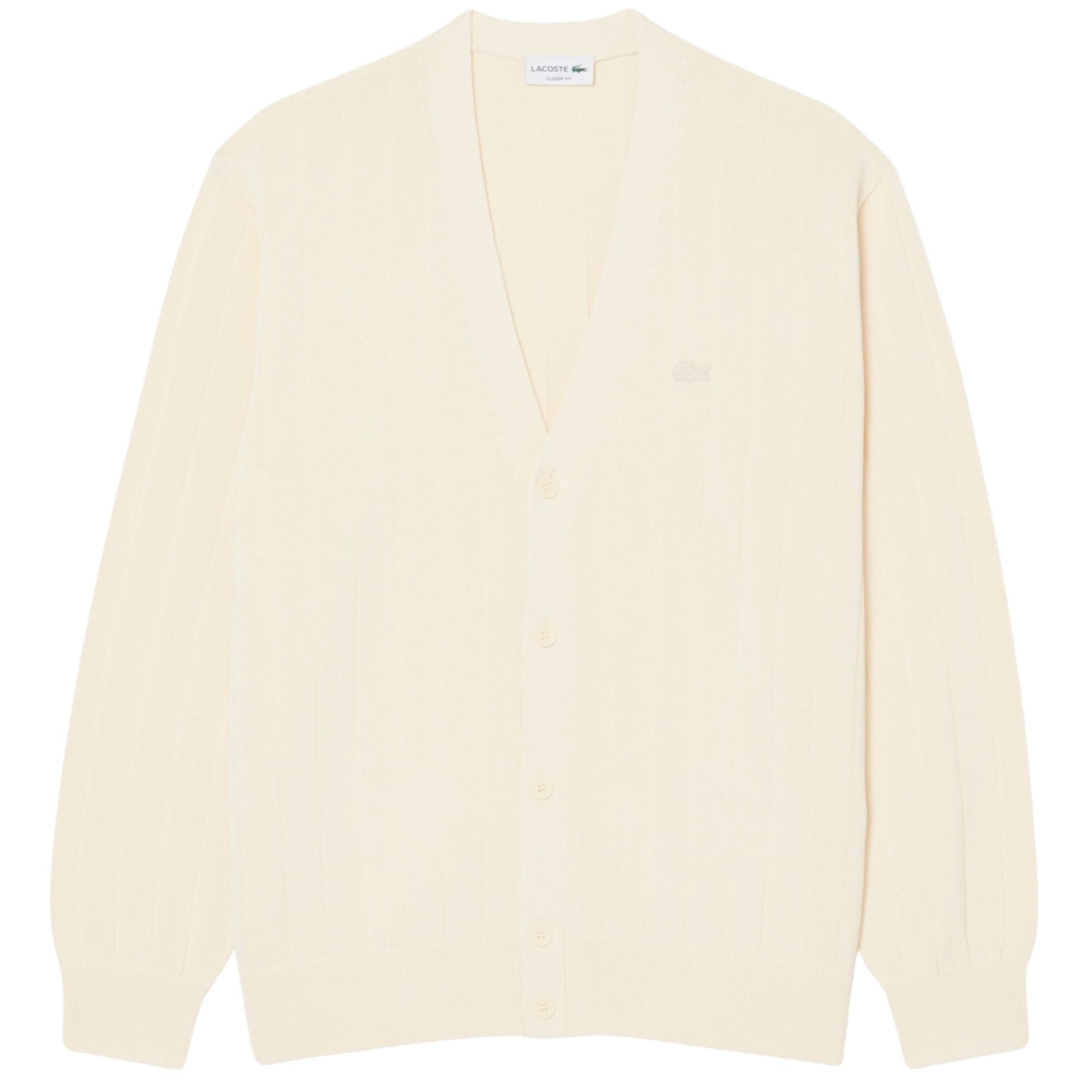 Lacoste Rib Knit Cardigan - Natural – Stuarts London