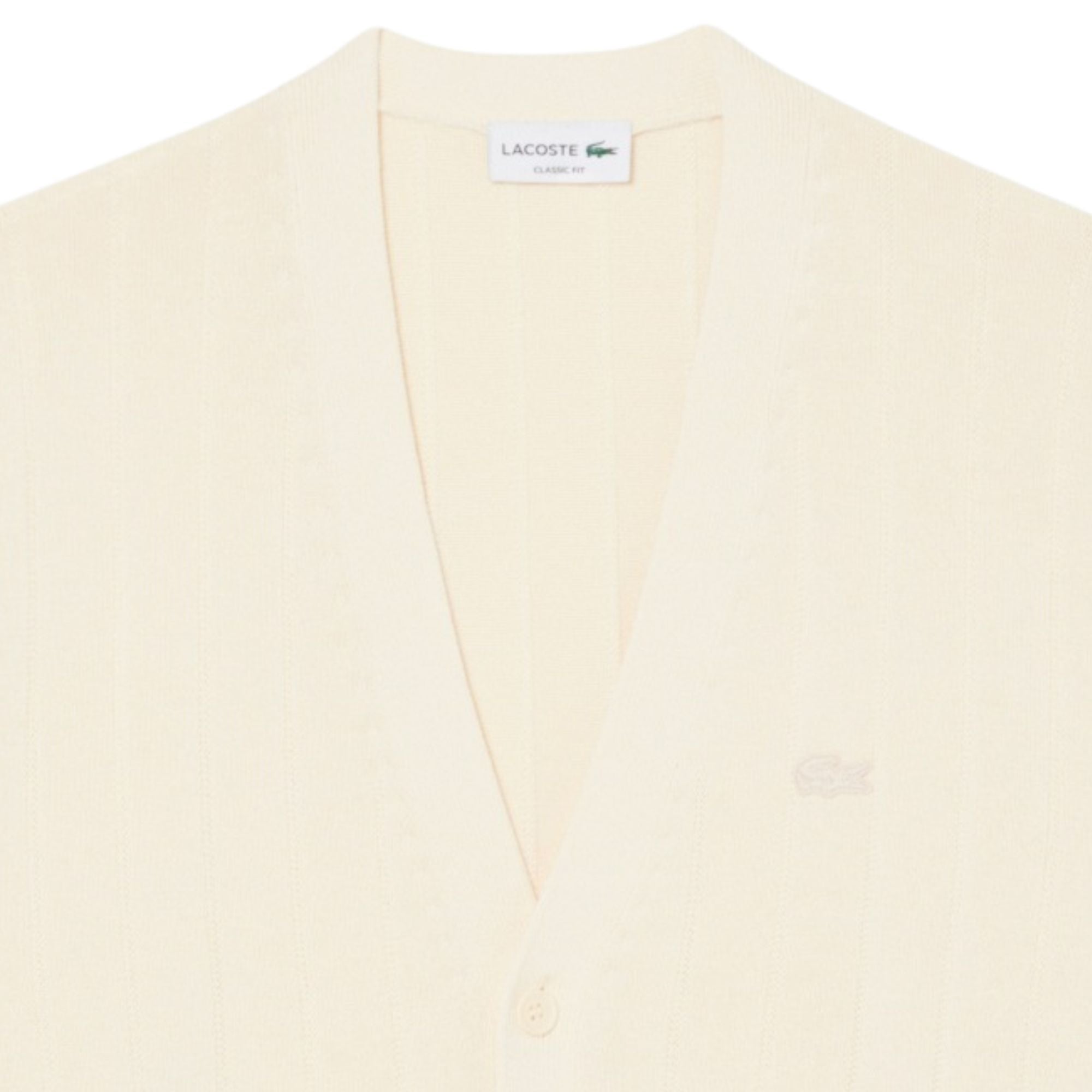 Lacoste Rib Knit Cardigan - Natural – Stuarts London