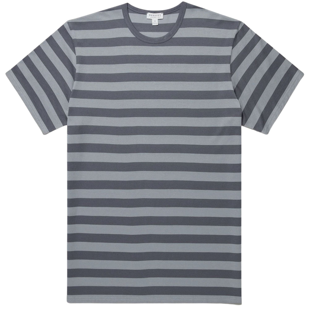 Sunspel Classic Stripe T-Shirt - Stone Blue – Stuarts London