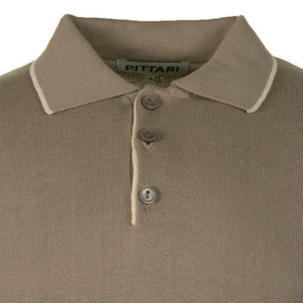 Short Sleeve Polo Tipping - Tabacco