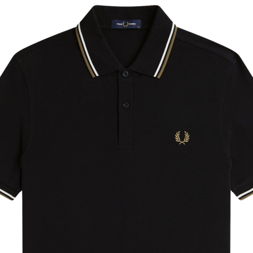 Fred Perry M3600 Twin Tipped Polo - Black/Snow White/Bronze