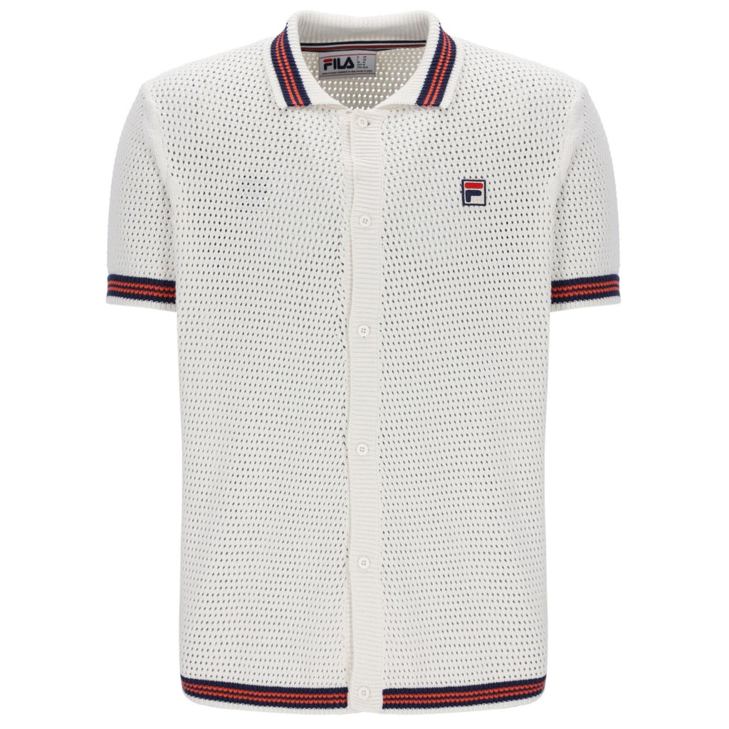 Fila Vintage Domenico Crochet Knitted Shirt - Gardenia