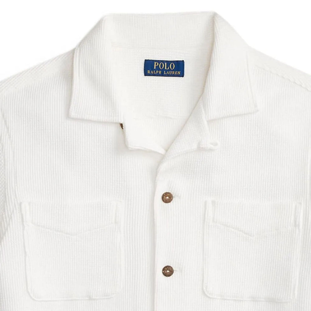 Polo Ralph Lauren Waffle Knit Camp Collar Shirt - White
