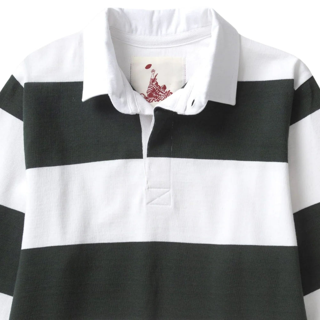 Opensider Classic Rugby Shirt - Green Wide-Stripe